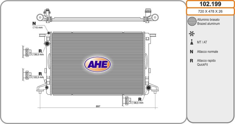102199 AHE Радиатор, охлаждение двигателя