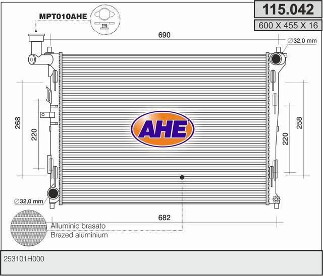 115042 AHE Радиатор, охлаждение двигателя