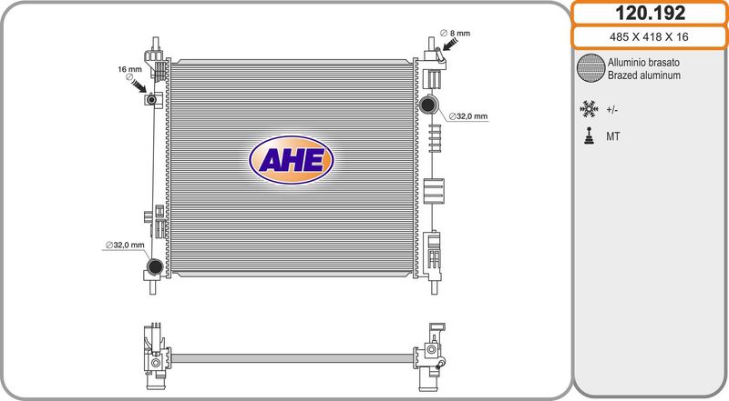 120192 AHE Радиатор, охлаждение двигателя