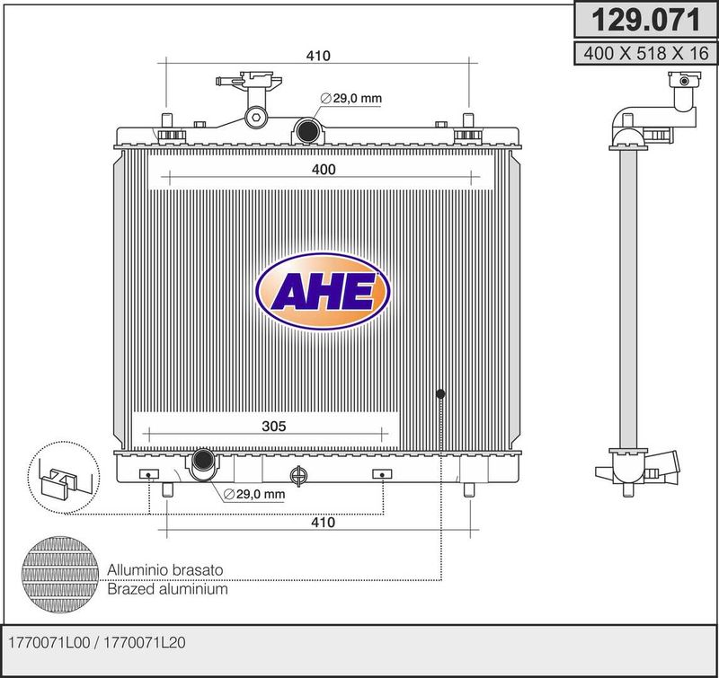 129071 AHE Радиатор, охлаждение двигателя
