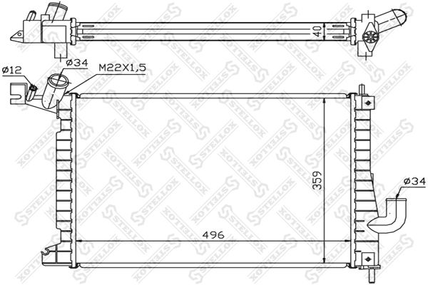 1025262SX STELLOX Радиатор, охлаждение двигателя