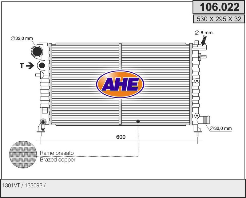 106022 AHE Радиатор, охлаждение двигателя