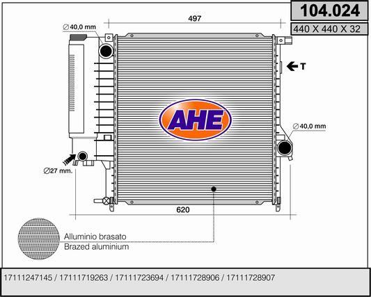 104024 AHE Радиатор, охлаждение двигателя