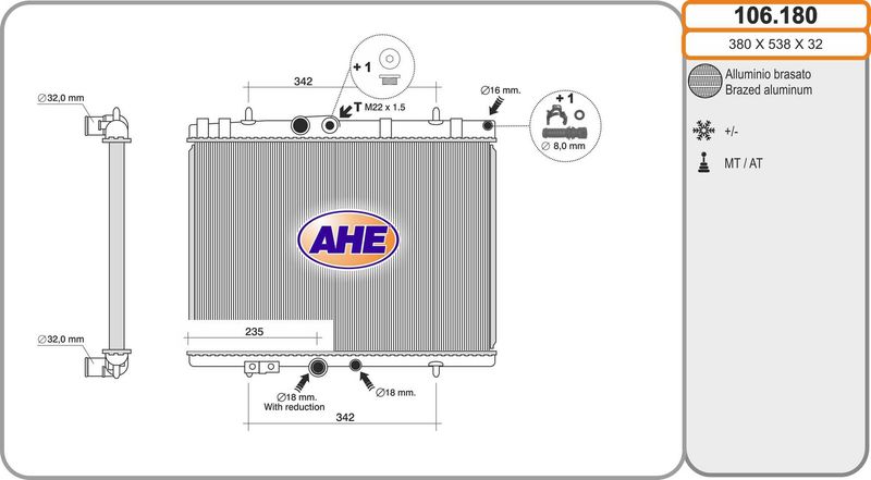 106180 AHE Радиатор, охлаждение двигателя