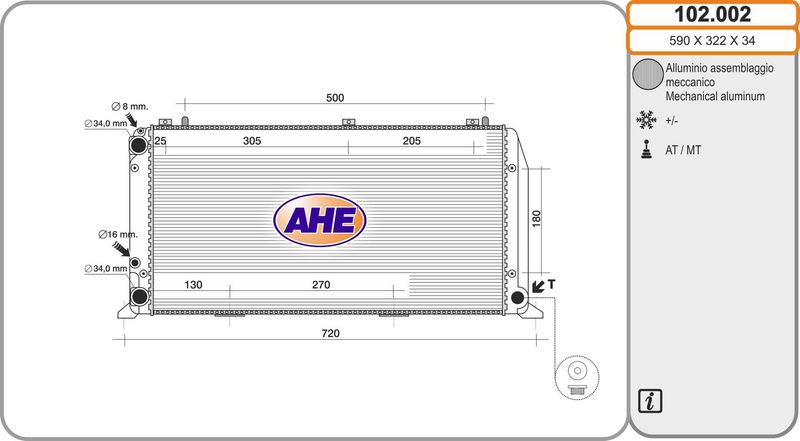 102002 AHE Радиатор, охлаждение двигателя