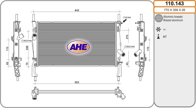 110143 AHE Радиатор, охлаждение двигателя