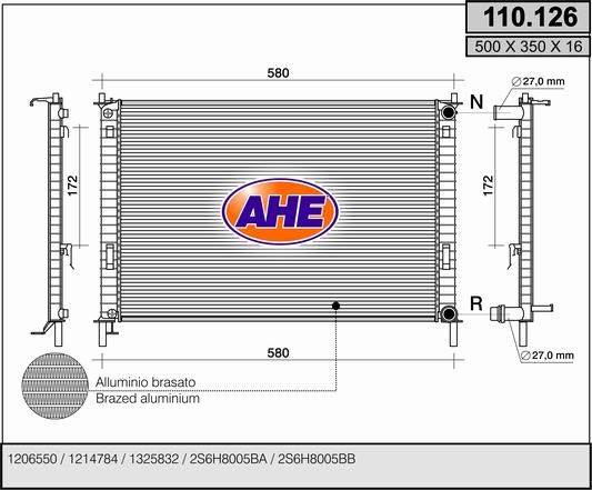 110126 AHE Радиатор, охлаждение двигателя