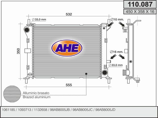 110087 AHE Радиатор, охлаждение двигателя