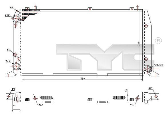 7020035 TYC Радиатор, охлаждение двигателя