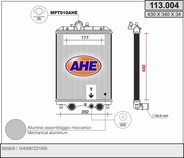 113004 AHE Радиатор, охлаждение двигателя