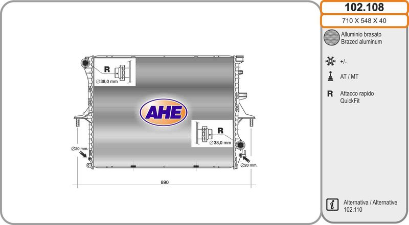 102108 AHE Радиатор, охлаждение двигателя