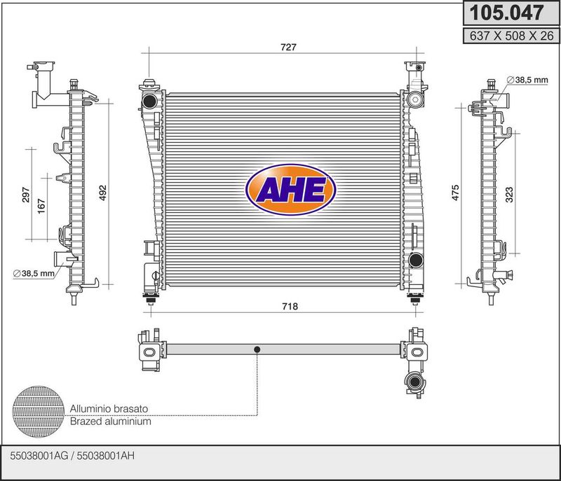 105047 AHE Радиатор, охлаждение двигателя
