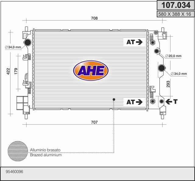 107034 AHE Радиатор, охлаждение двигателя