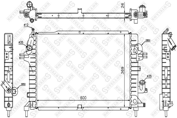 1025388SX STELLOX Радиатор, охлаждение двигателя