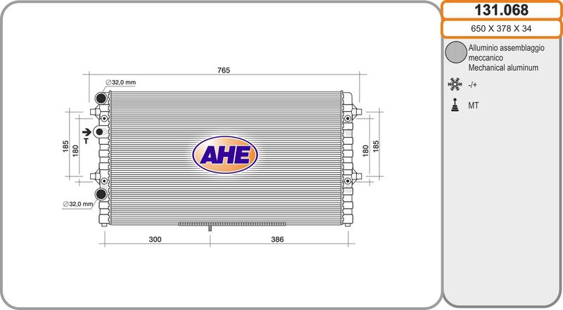 131068 AHE Радиатор, охлаждение двигателя
