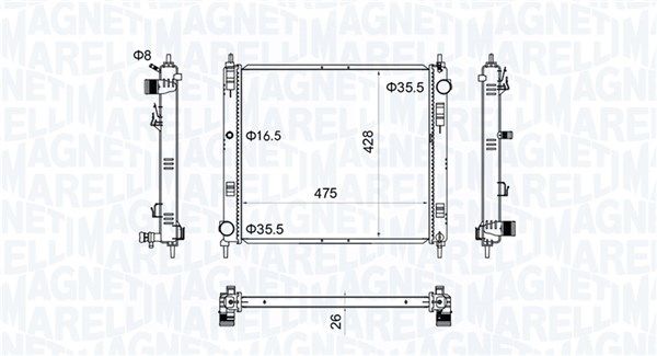 350213205500 MAGNETI MARELLI Радиатор, охлаждение двигателя