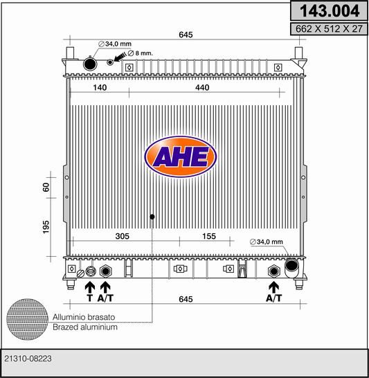 143004 AHE Радиатор, охлаждение двигателя