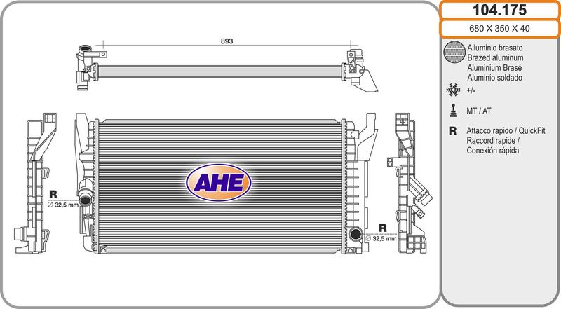 104175 AHE Радиатор, охлаждение двигателя