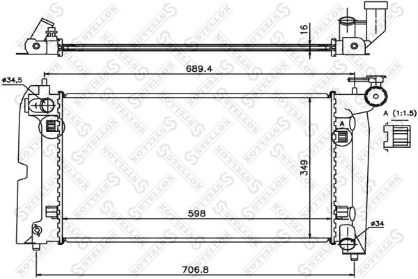 1025362SX STELLOX Радиатор, охлаждение двигателя