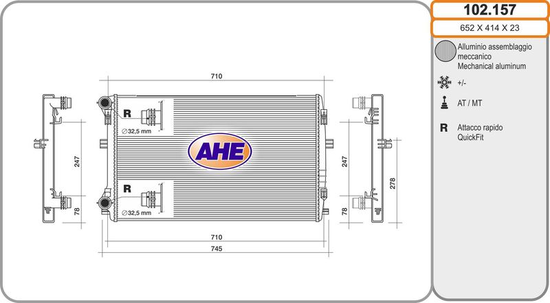 102157 AHE Радиатор, охлаждение двигателя