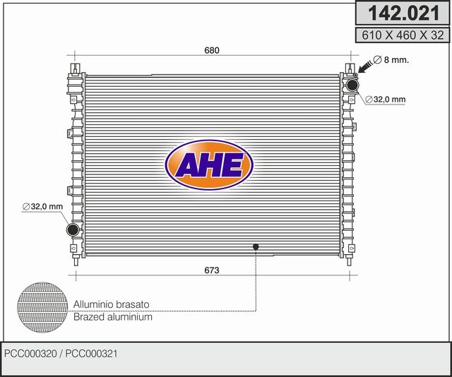 142021 AHE Радиатор, охлаждение двигателя