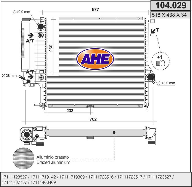 104029 AHE Радиатор, охлаждение двигателя