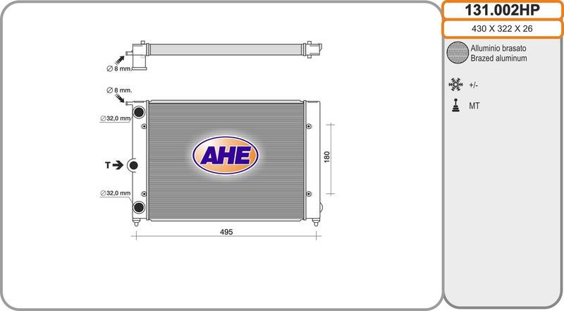 131002HP AHE Радиатор, охлаждение двигателя