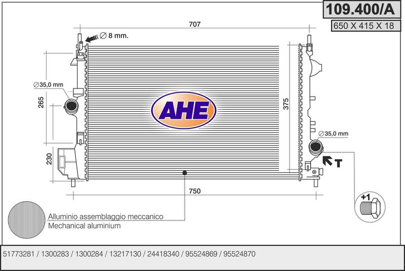 109400A AHE Радиатор, охлаждение двигателя