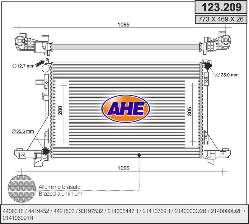 123209 AHE Радиатор, охлаждение двигателя