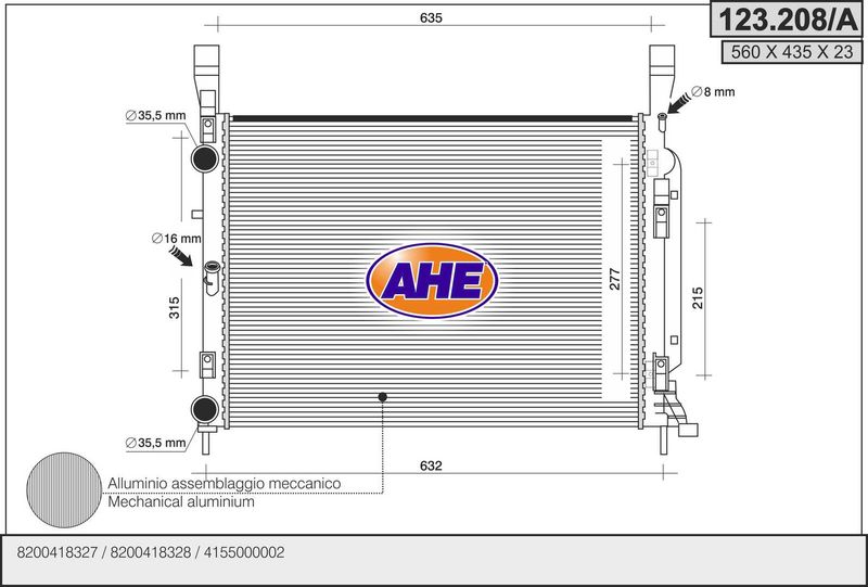 123208A AHE Радиатор, охлаждение двигателя