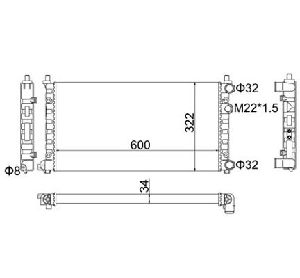 600242 HART Радиатор, охлаждение двигателя