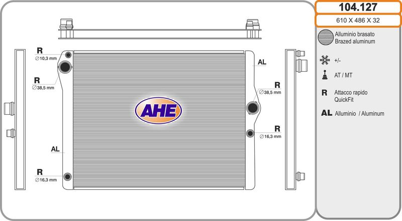 104127 AHE Радиатор, охлаждение двигателя