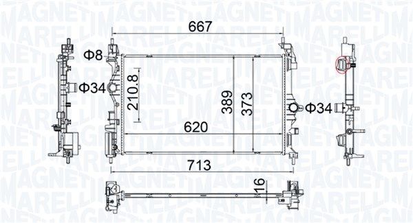 350213209300 MAGNETI MARELLI Радиатор, охлаждение двигателя