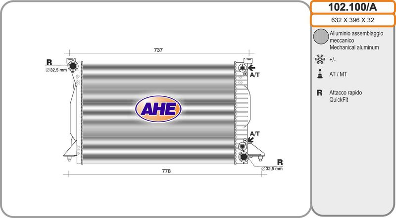 102100A AHE Радиатор, охлаждение двигателя