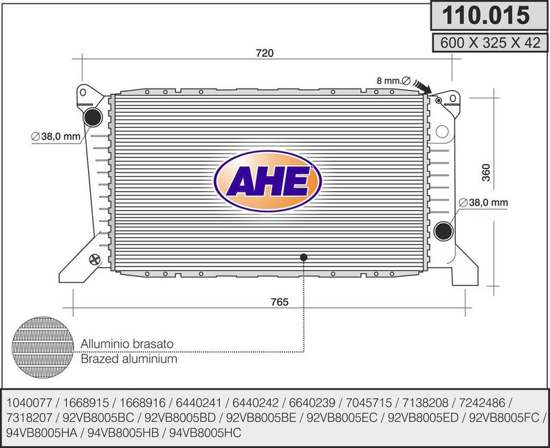 110015 AHE Радиатор, охлаждение двигателя