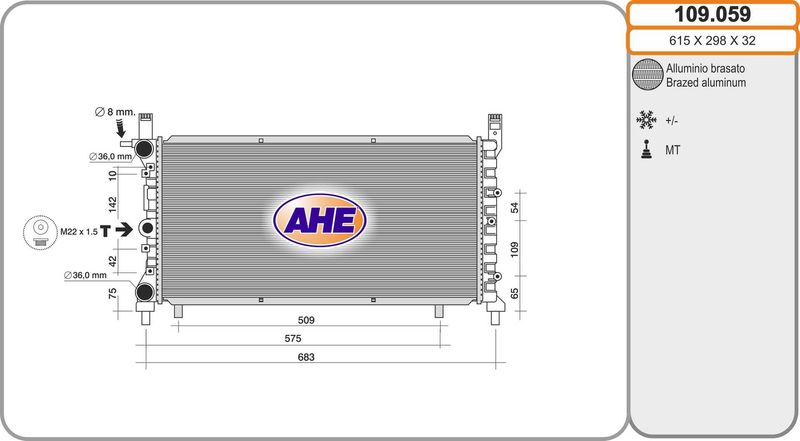 109059 AHE Радиатор, охлаждение двигателя