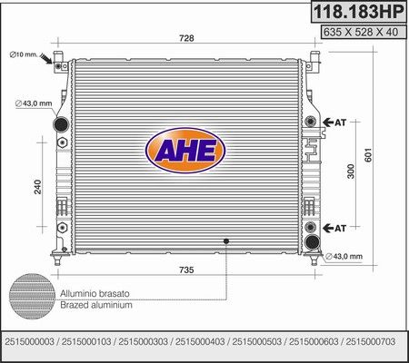 118183HP AHE Радиатор, охлаждение двигателя