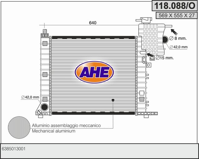 118088O AHE Радиатор, охлаждение двигателя