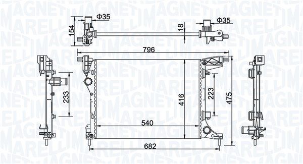 350213203300 MAGNETI MARELLI Радиатор, охлаждение двигателя