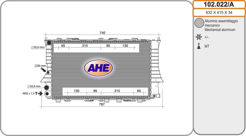 102022A AHE Радиатор, охлаждение двигателя