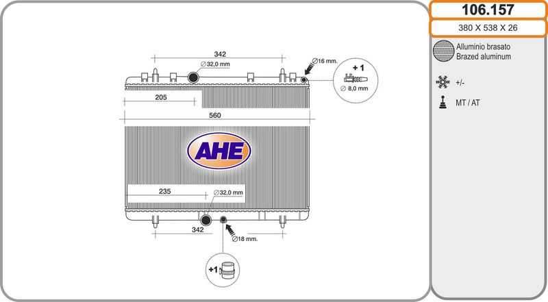 106157 AHE Радиатор, охлаждение двигателя