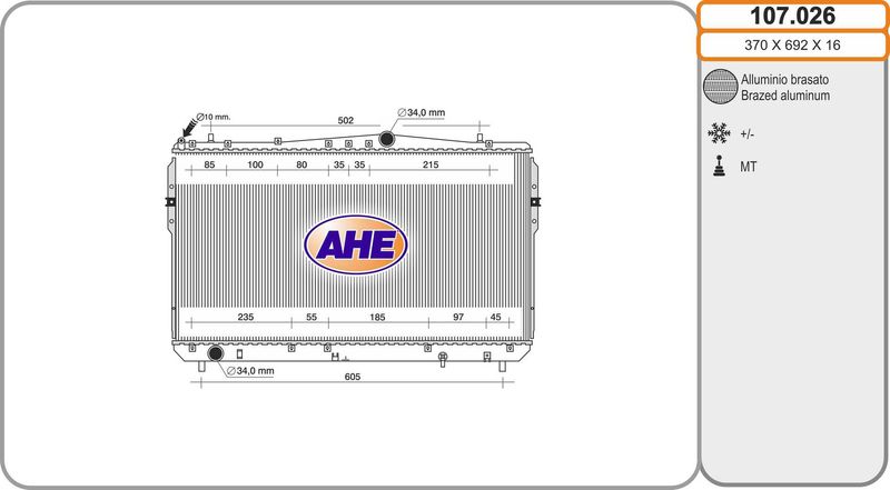 107026 AHE Радиатор, охлаждение двигателя