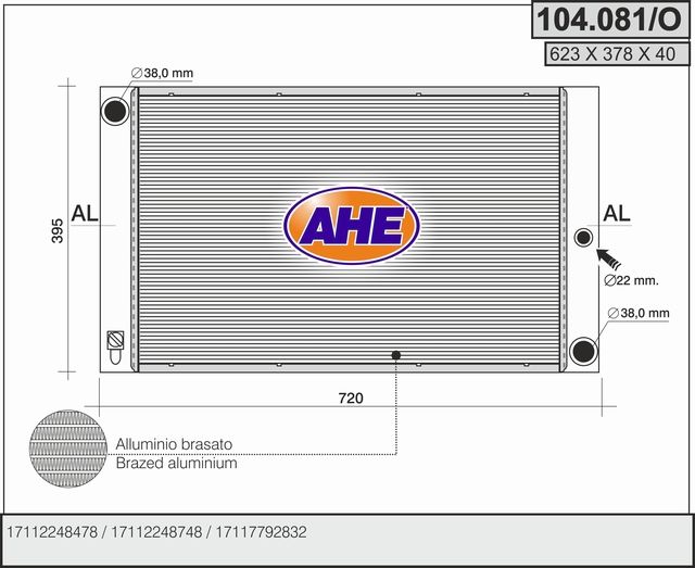 104081O AHE Радиатор, охлаждение двигателя