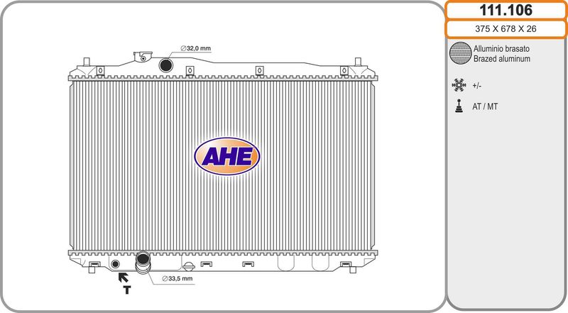 111106 AHE Радиатор, охлаждение двигателя