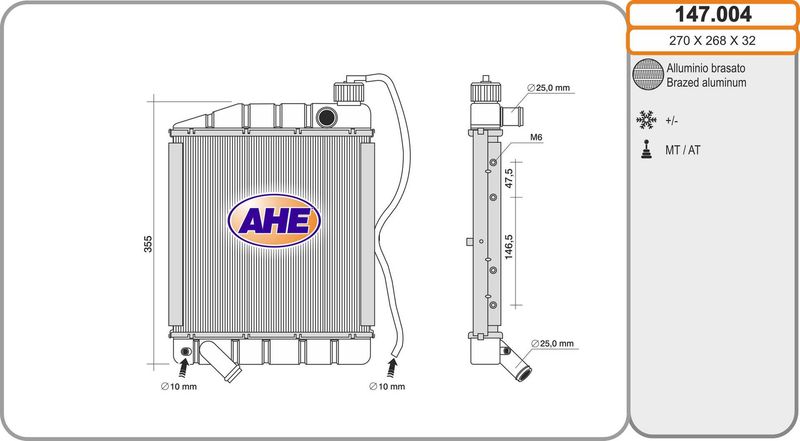147004 AHE Радиатор, охлаждение двигателя