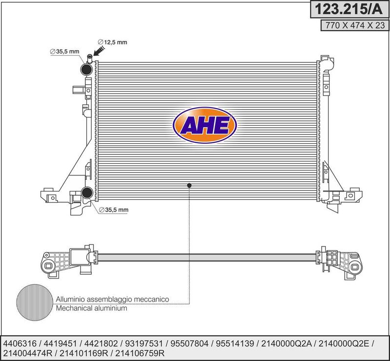 123215A AHE Радиатор, охлаждение двигателя