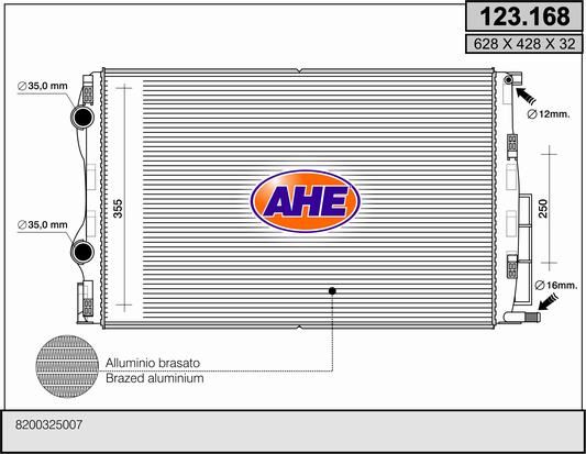 123168 AHE Радиатор, охлаждение двигателя