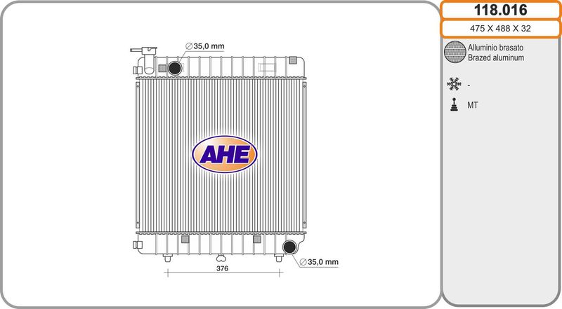 118016 AHE Радиатор, охлаждение двигателя
