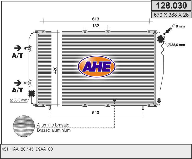 128030 AHE Радиатор, охлаждение двигателя