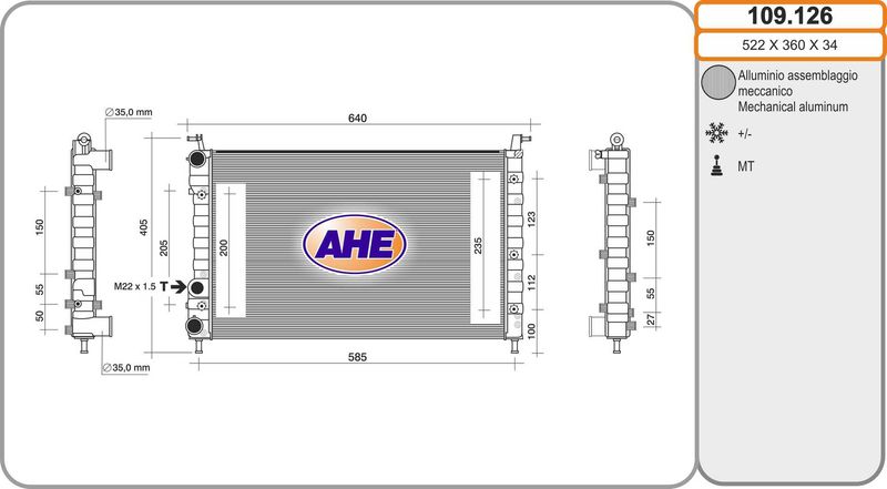 109126 AHE Радиатор, охлаждение двигателя